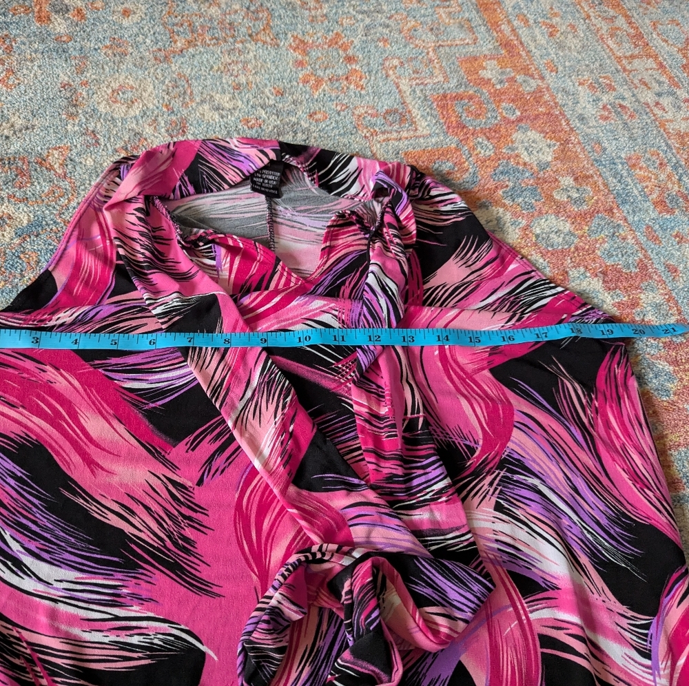 CAROLE LITTLE Women's Medium Pink Purple Pattern Sleeveless Tie Neck Top 73 - Picture 7 of 8